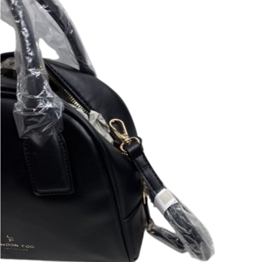 London Fog Mini Smooth PU Satchel/Crossbody/Shoulder Bag Black NWT - Picture 3 of 6